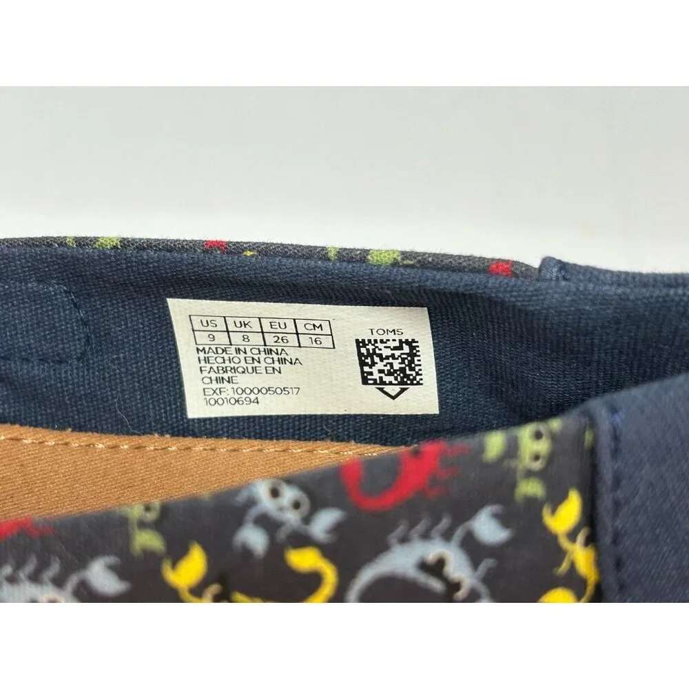 TOMS‎ Tiny Classic Canvas Toddler 9 Navy Scorpions Style #10010694